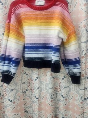 Girl's Old Navy Rainbow Stripe Cotton Blend Sweater